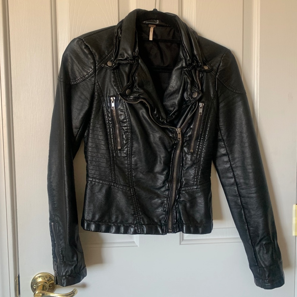 Free People Vegan Leather Jacket Size 0